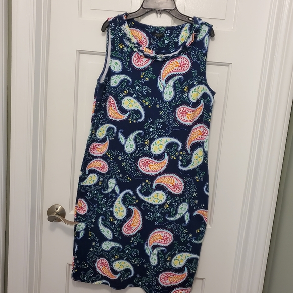 TALBOTS Pleat-Neck Shift 100% Cotton Dress Size Medium, Preppy, Paisley Print - Picture 8 of 11